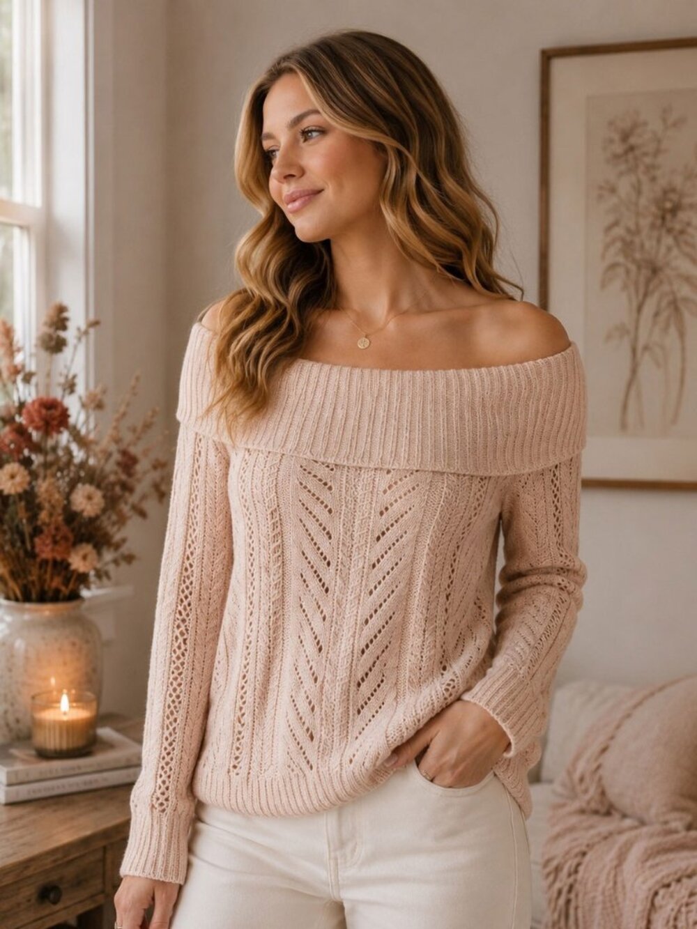 White House Black Market Long Sleeve Velvet Bow Back Sweater Blush Pink
